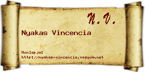Nyakas Vincencia névjegykártya